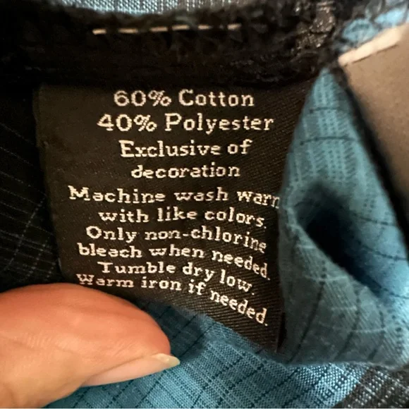 Rock & Republic Blue & Black Plaid “Western Style” Snap Down Shirt Size XL NWT - Picture 10 of 10